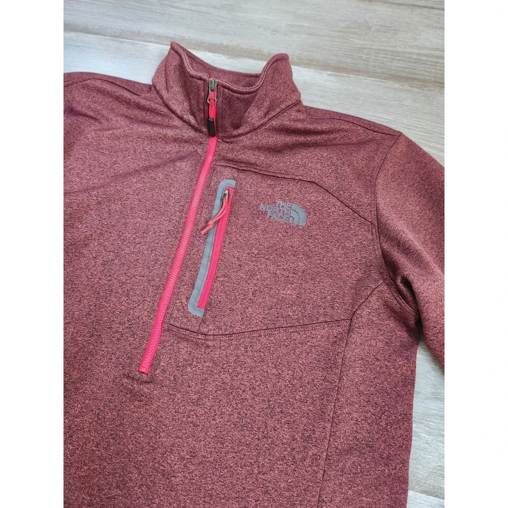 The North Face 1/4 Zip Pullover Jacket Red Heather Stretch Mens M EUC Canyonland